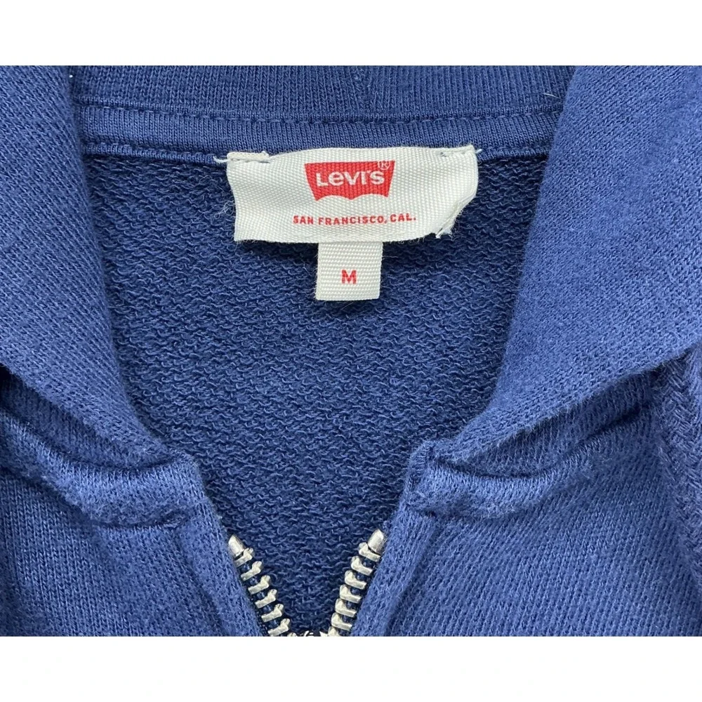 Levis Blue‎ Zip Hoodie M Spellout Logo Preppy Collegecore Athleisure Y2K Summer